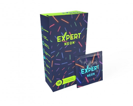 Светящиеся в темноте презервативы Expert Neon - 15 шт. - Expert - купить с доставкой в Ульяновске
