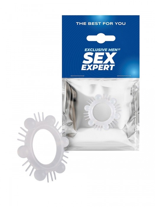 Эластичное эрекционное кольцо с шипиками и шариками - Sex Expert - в Ульяновске купить с доставкой