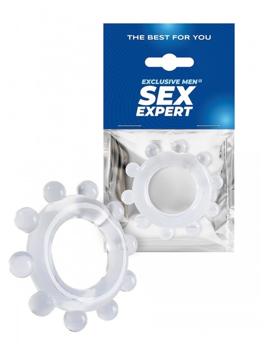 Прозрачное эрекционное кольцо со стимулирующими шариками - Sex Expert - в Ульяновске купить с доставкой