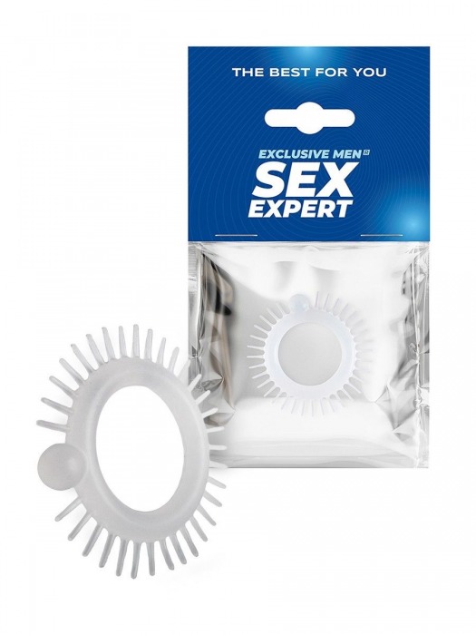 Эластичное эрекционное кольцо с шипиками и шариком - Sex Expert - в Ульяновске купить с доставкой