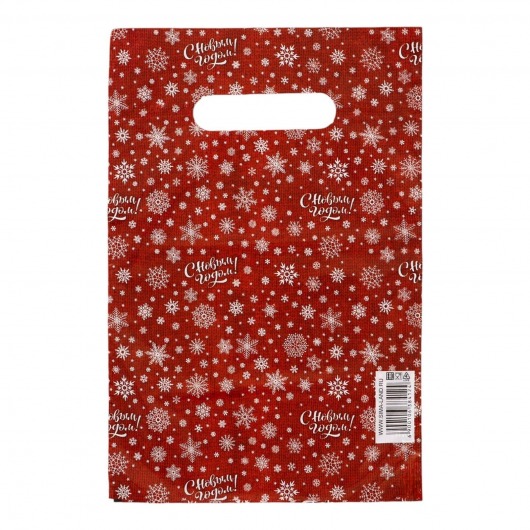 Красный подарочный новогодний пакет с вырубной ручкой (20х30 см) - Сима-Ленд - купить с доставкой в Ульяновске