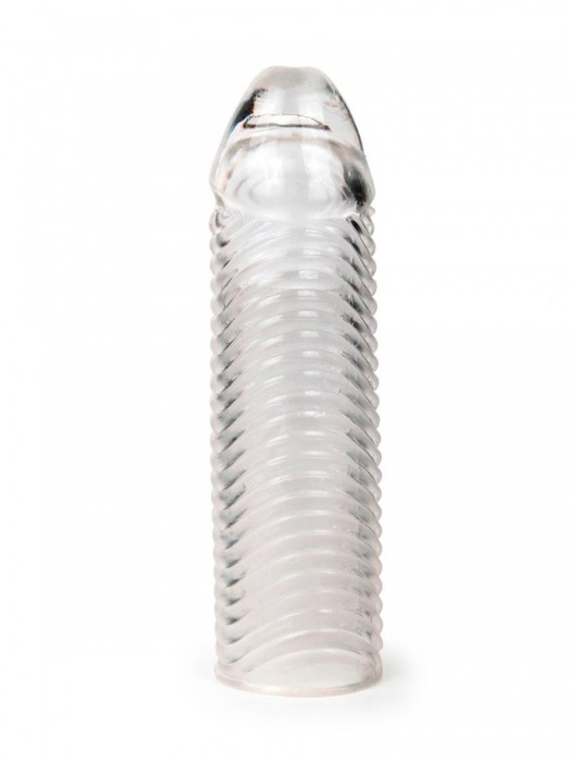 Прозрачная закрытая насадка на пенис с ребрышками - 16 см. - Sex Expert - в Ульяновске купить с доставкой