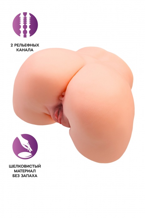Телесный мастурбатор в форме попки с 2 любовными входами - No Name - в Ульяновске купить с доставкой