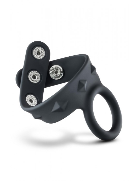 Черное эрекционное кольцо с подхватом мошонки на кнопках VS6 - Blush Novelties - в Ульяновске купить с доставкой