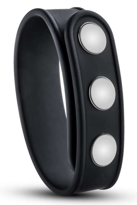 Черное эрекционное кольцо на кнопках - Blush Novelties - в Ульяновске купить с доставкой
