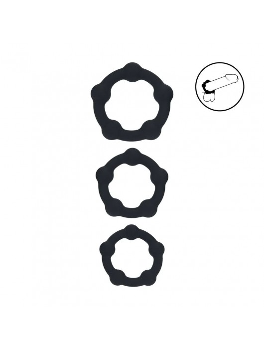 Набор из 3 эрекционных колец Beaded Silicone Cockring Set - Shots Media BV - в Ульяновске купить с доставкой