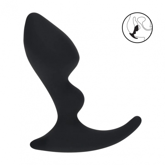 Черная анальная пробка для массажа простаты Double Ripple Silicone Prostate Massager - Shots Media BV - в Ульяновске купить с доставкой