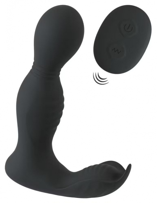 Черная анальная пробка с вибрацией, вращением и пультом ДУ RC Butt Plug with 2 Functions - Orion - в Ульяновске купить с доставкой