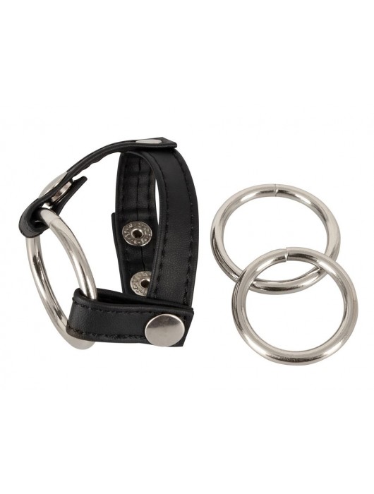 Подхват для мошонки с 3 съемными эрекционными кольцами Leder-Riemen - Orion - в Ульяновске купить с доставкой
