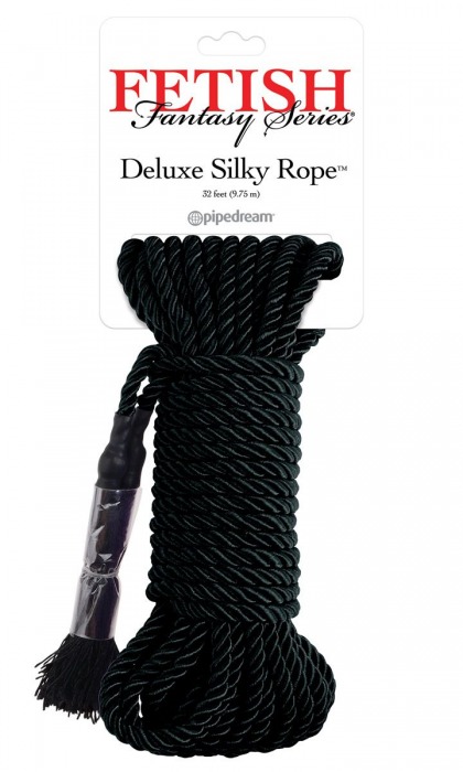 Черная веревка для фиксации Deluxe Silky Rope - 9,75 м. - Pipedream - купить с доставкой в Ульяновске