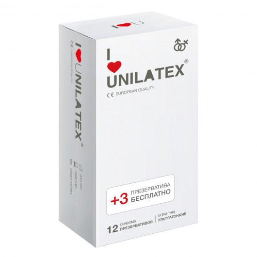 Ультратонкие презервативы Unilatex Ultra Thin - 12 шт. + 3 шт. в подарок - Unilatex - купить с доставкой в Ульяновске