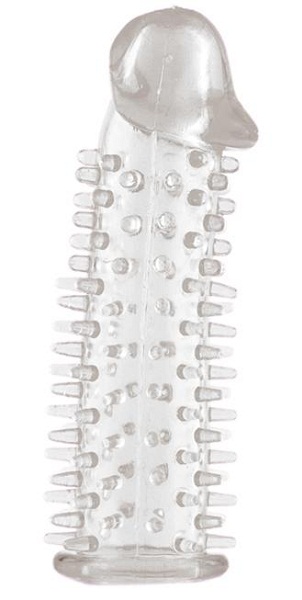 Прозрачная насадка на половой член с закрытой головкой и шипами - 12,5 см. - Toyfa Basic - в Ульяновске купить с доставкой