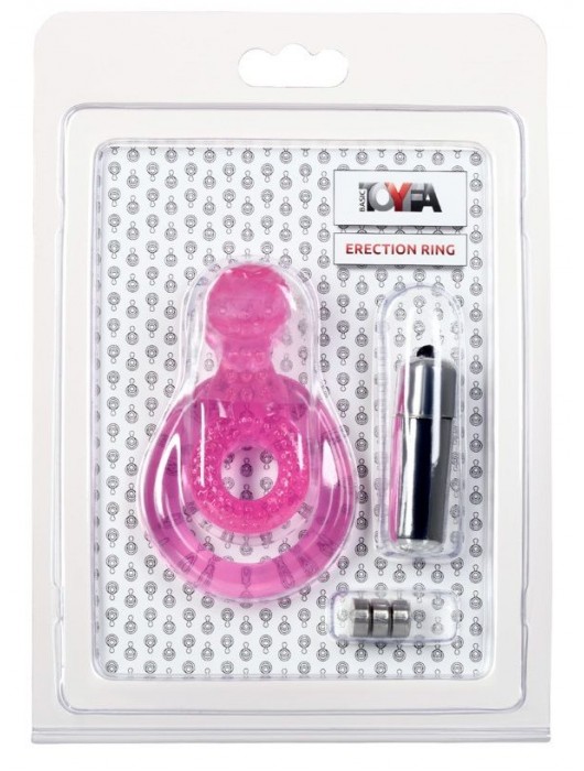 Розовая вибронасадка со стимулятор клитора   Язычок - Toyfa Basic - в Ульяновске купить с доставкой