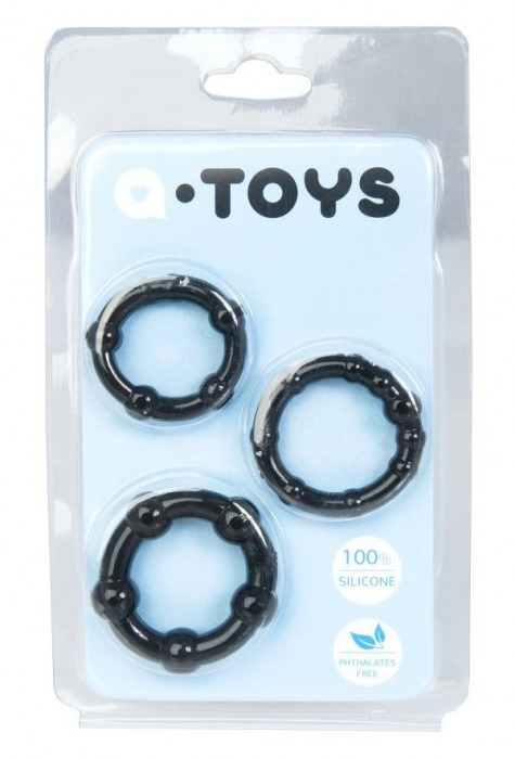 Набор из 3 чёрных эрекционных колец A-toys - A-toys - в Ульяновске купить с доставкой