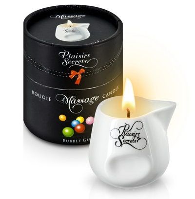 Массажная свеча с ароматом бубль-гума Bougie de Massage Gourmande Bubble Gum - 80 мл. - Plaisir Secret - купить с доставкой в Ульяновске