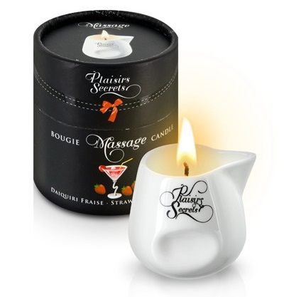 Массажная свеча с ароматом клубничного дайкири Bougie de Massage Daikiri Fraise - 80 мл. - Plaisir Secret - купить с доставкой в Ульяновске