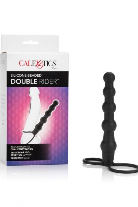 Насадка на пенис для двойного проникновения Silicone Beaded Double Rider - 14 см. - California Exotic Novelties - в Ульяновске купить с доставкой