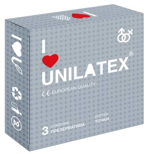 Презервативы с точками Unilatex Dotted - 3 шт. - Unilatex - купить с доставкой в Ульяновске