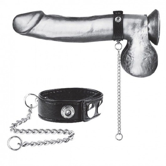 Утяжка на пенис с поводком Snap Cock Ring With 12  Leash - BlueLine - купить с доставкой в Ульяновске