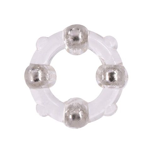 Эрекционное кольцо с 4 бусинами MENZSTUFF STUD RING CLEAR - Dream Toys - в Ульяновске купить с доставкой