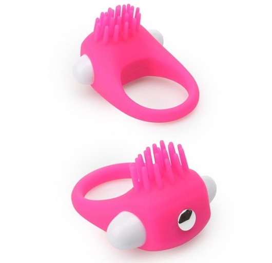 Розовое эрекционное кольцо с щеточкой LIT-UP SILICONE STIMU RING 5 - Dream Toys - в Ульяновске купить с доставкой