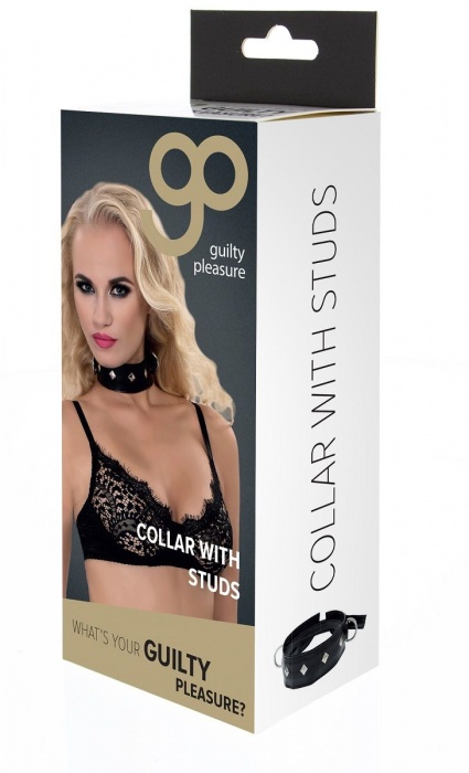 Полиуретановый ошейник с пуклями и D-кольцами Collar with Studs - Blush Novelties - купить с доставкой в Ульяновске