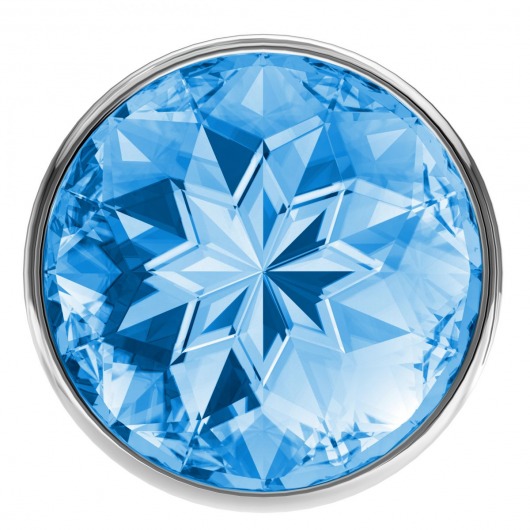 Малая серебристая анальная пробка Diamond Light blue Sparkle Small с голубым кристаллом - 7 см. - Lola Games - купить с доставкой в Ульяновске