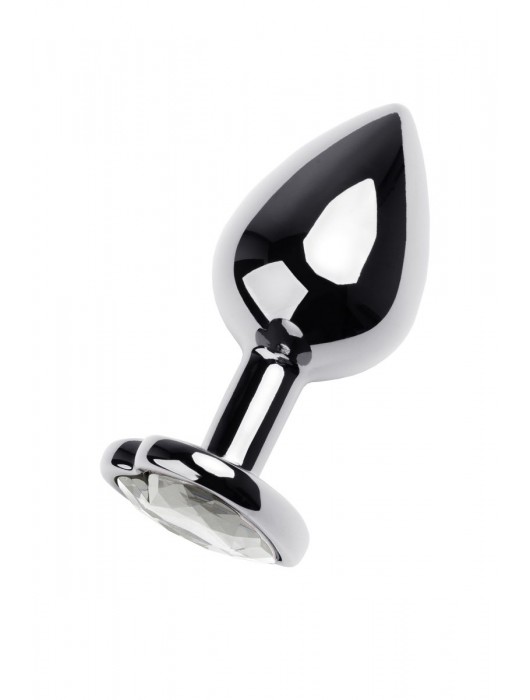 Серебристая анальная пробка с прозрачным кристаллом-сердцем - 8 см. - ToyFa - купить с доставкой в Ульяновске