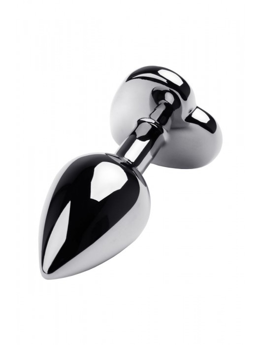 Серебристая анальная пробка с прозрачным кристаллом-сердцем - 8 см. - ToyFa - купить с доставкой в Ульяновске