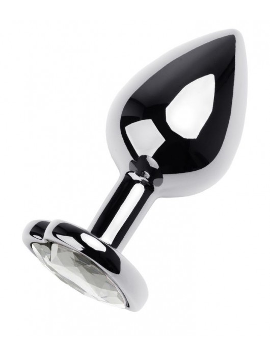 Серебристая анальная пробка с прозрачным кристаллом-сердцем - 8 см. - ToyFa - купить с доставкой в Ульяновске