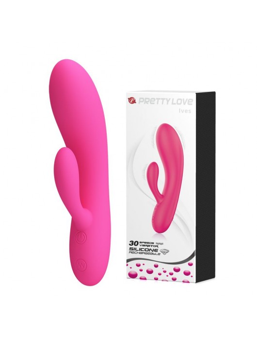 Розовый вибратор с клиторальным отростком Ives - 16,9 см. - Baile