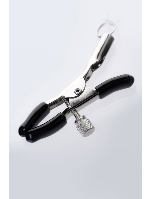 Серебристо-чёрные зажимы для сосков с кольцом для пениса TOYFA Metal - ToyFa - купить с доставкой в Ульяновске